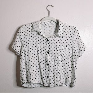 Daily Special Cropped Polkadot Button-Up